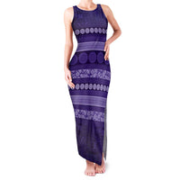 Fiji Marau na Kerisimasi Family Matching Tank Maxi Dress and Hawaiian Shirt Purple Tapa Masi Inspired Christmas LT9 Mom's Dress Purple - Polynesian Pride