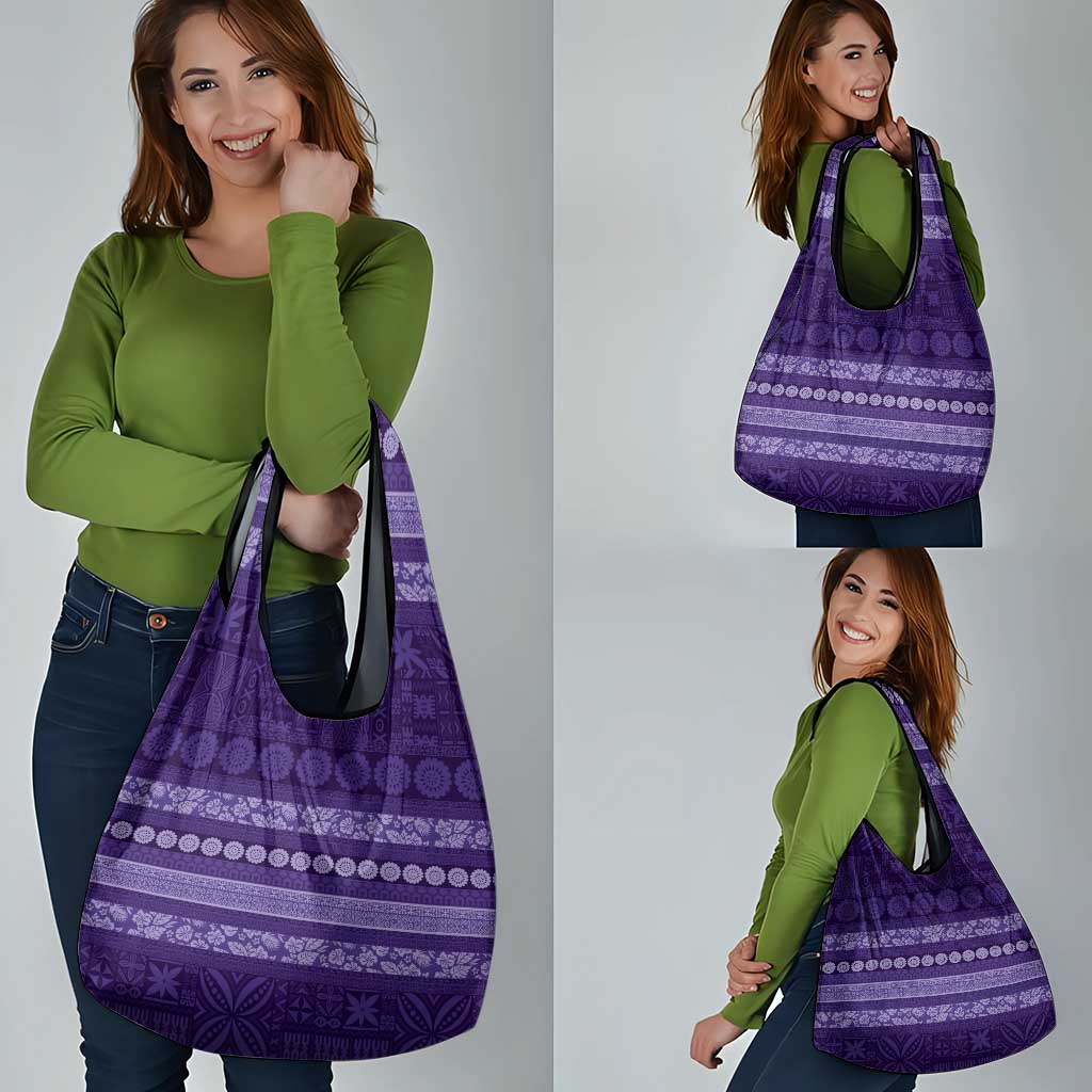 Fiji Marau na Kerisimasi Grocery Bag Purple Tapa Masi Inspired Christmas - Polynesian Pride