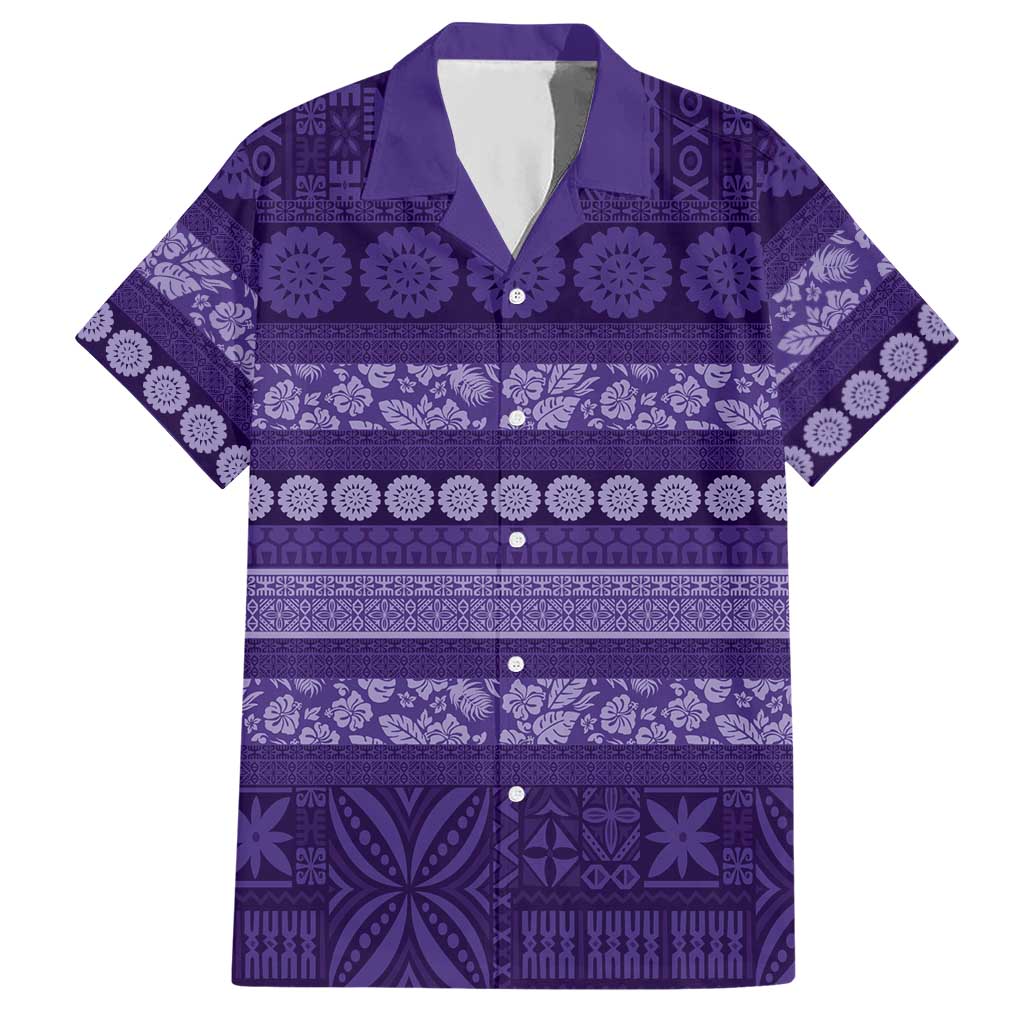 Fiji Marau na Kerisimasi Hawaiian Shirt Purple Tapa Masi Inspired Christmas - Polynesian Pride