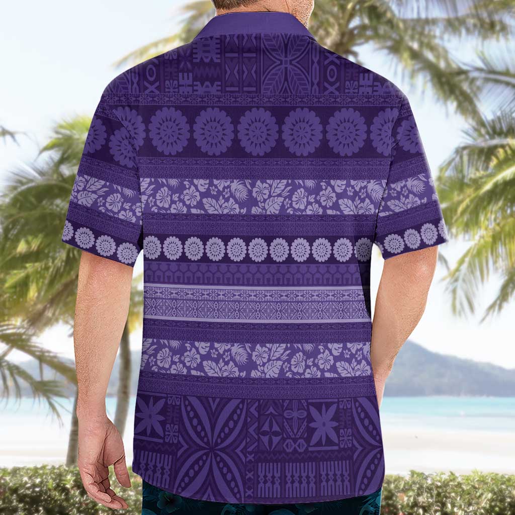Fiji Marau na Kerisimasi Hawaiian Shirt Purple Tapa Masi Inspired Christmas LT9 - Polynesian Pride