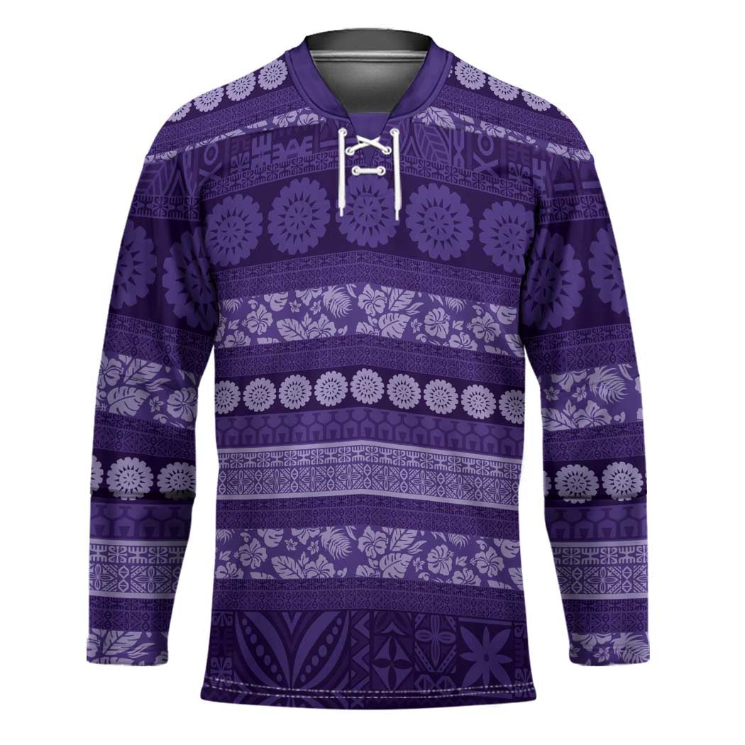 Fiji Marau na Kerisimasi Hockey Jersey Purple Tapa Masi Inspired Christmas LT9 Unisex Purple - Polynesian Pride