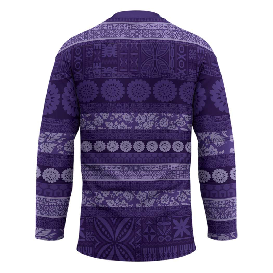Fiji Marau na Kerisimasi Hockey Jersey Purple Tapa Masi Inspired Christmas LT9 - Polynesian Pride