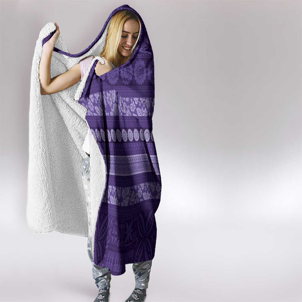 Fiji Marau na Kerisimasi Hooded Blanket Purple Tapa Masi Inspired Christmas LT9 - Polynesian Pride