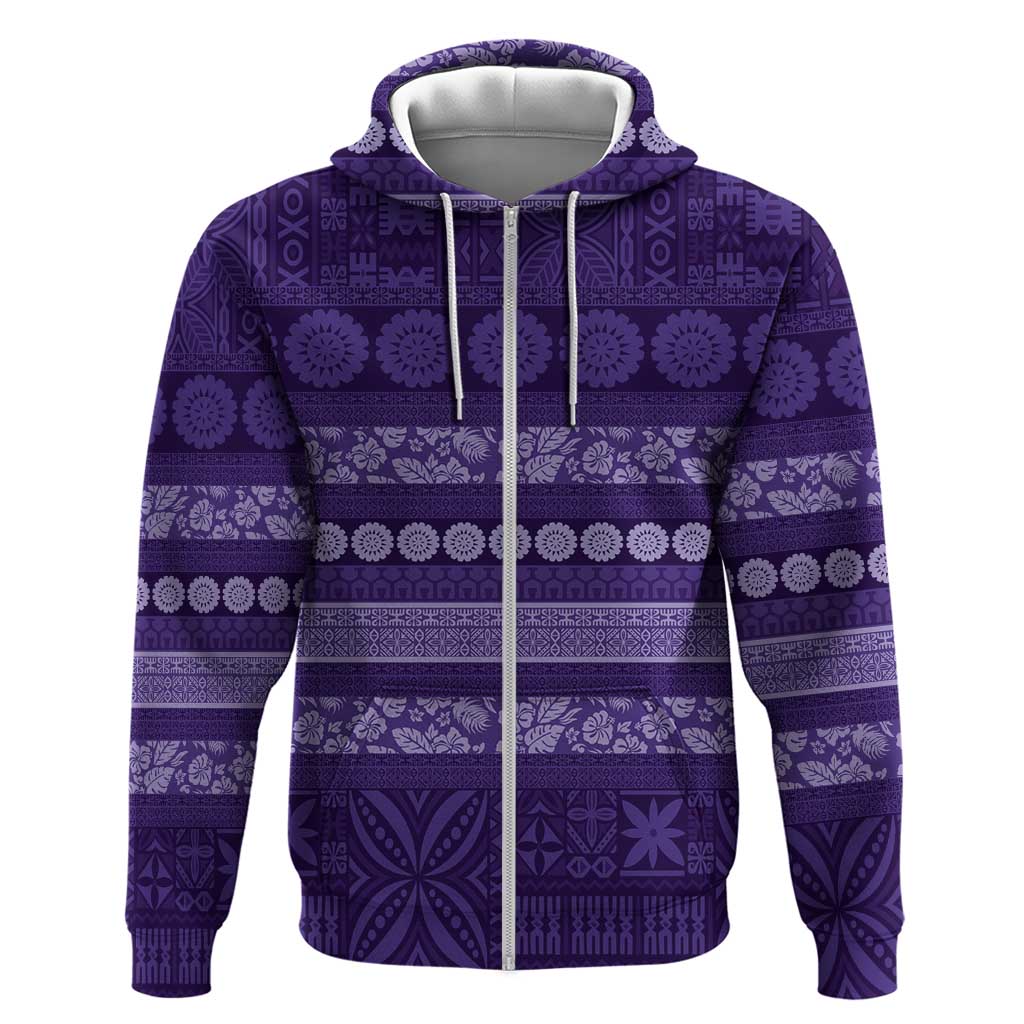 Fiji Marau na Kerisimasi Hoodie Purple Tapa Masi Inspired Christmas LT9 Zip Hoodie Purple - Polynesian Pride