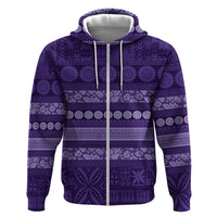 Fiji Marau na Kerisimasi Hoodie Purple Tapa Masi Inspired Christmas LT9 Zip Hoodie Purple - Polynesian Pride