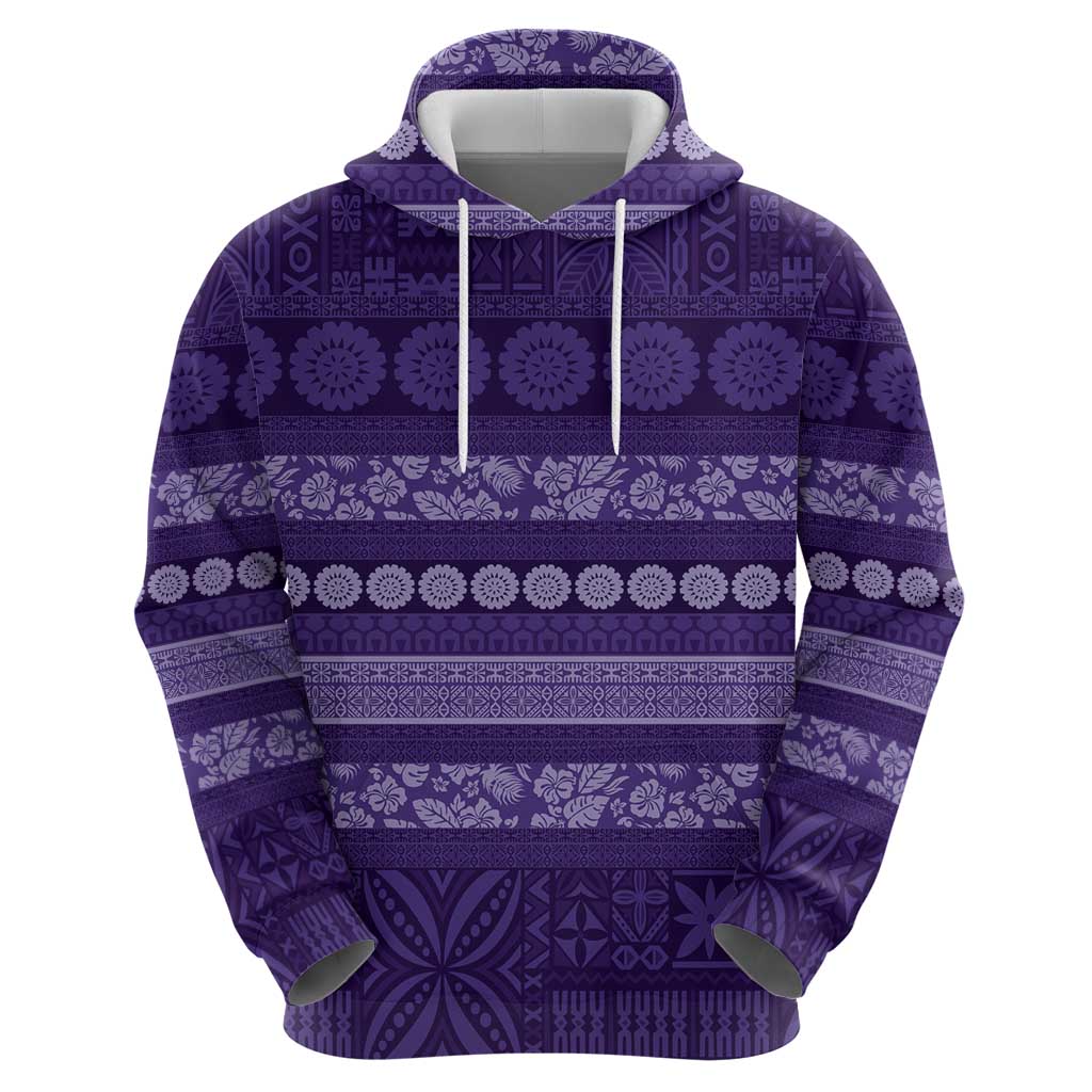 Fiji Marau na Kerisimasi Hoodie Purple Tapa Masi Inspired Christmas LT9 - Polynesian Pride