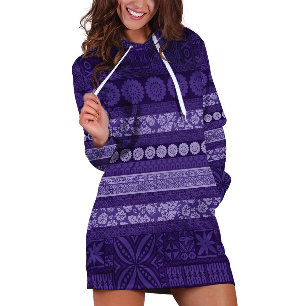 Fiji Marau na Kerisimasi Hoodie Dress Purple Tapa Masi Inspired Christmas LT9 Purple - Polynesian Pride