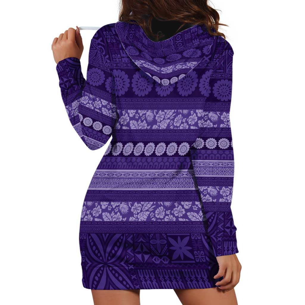 Fiji Marau na Kerisimasi Hoodie Dress Purple Tapa Masi Inspired Christmas LT9 - Polynesian Pride