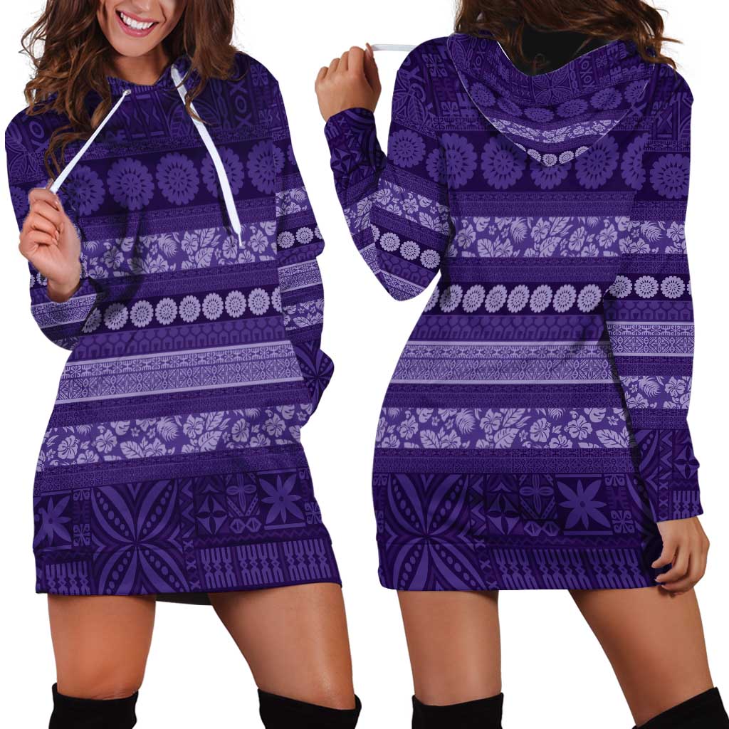 Fiji Marau na Kerisimasi Hoodie Dress Purple Tapa Masi Inspired Christmas LT9 - Polynesian Pride