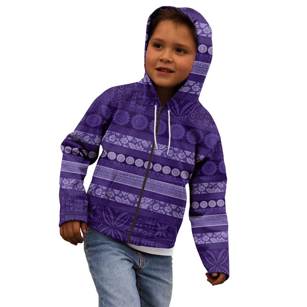 Fiji Marau na Kerisimasi Kid Hoodie Purple Tapa Masi Inspired Christmas - Polynesian Pride