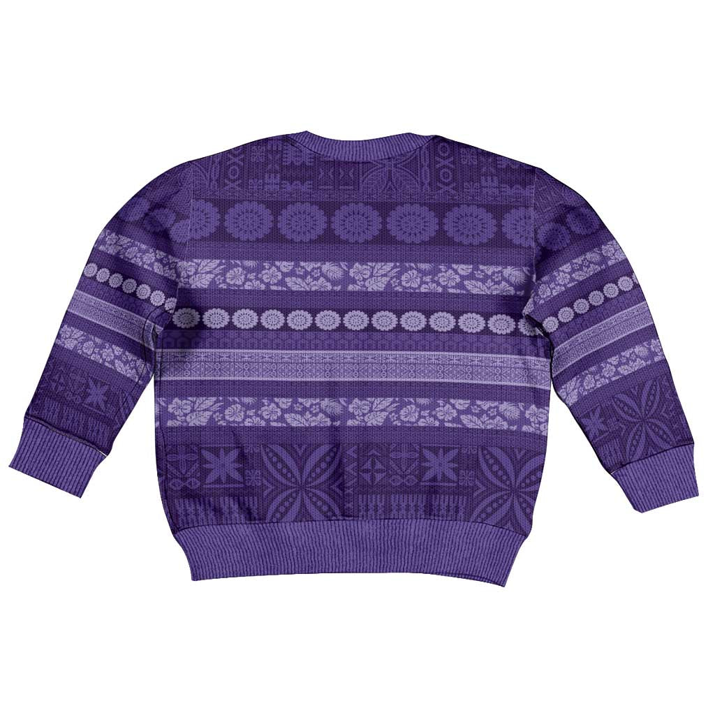 Fiji Marau na Kerisimasi Kid Ugly Christmas Sweater Purple Tapa Masi Inspired Christmas LT9 - Polynesian Pride