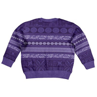Fiji Marau na Kerisimasi Kid Ugly Christmas Sweater Purple Tapa Masi Inspired Christmas LT9 - Polynesian Pride