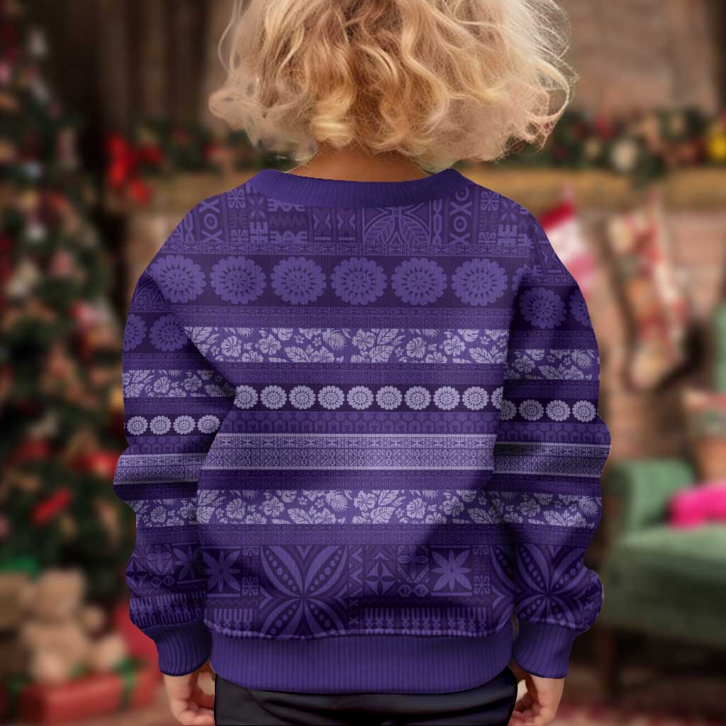 Fiji Marau na Kerisimasi Kid Ugly Christmas Sweater Purple Tapa Masi Inspired Christmas LT9 - Polynesian Pride