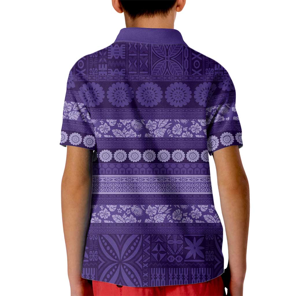 Fiji Marau na Kerisimasi Kid Polo Shirt Purple Tapa Masi Inspired Christmas LT9 - Polynesian Pride