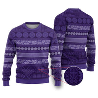 Fiji Marau na Kerisimasi Ugly Christmas Sweater Purple Tapa Masi Inspired Christmas LT9 Purple - Polynesian Pride