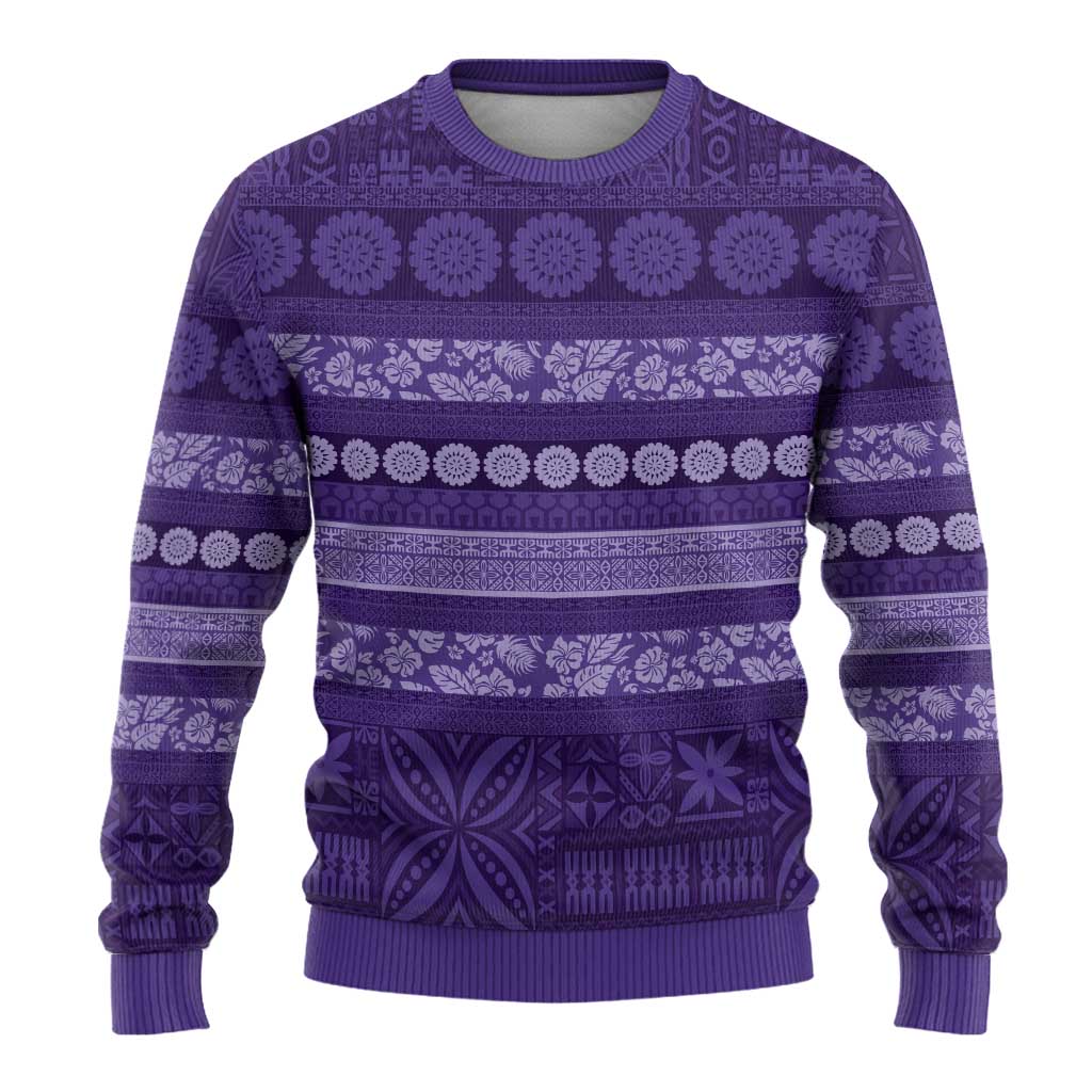 Fiji Marau na Kerisimasi Ugly Christmas Sweater Purple Tapa Masi Inspired Christmas LT9 - Polynesian Pride