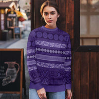 Fiji Marau na Kerisimasi Ugly Christmas Sweater Purple Tapa Masi Inspired Christmas LT9 - Polynesian Pride