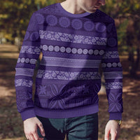 Fiji Marau na Kerisimasi Ugly Christmas Sweater Purple Tapa Masi Inspired Christmas LT9 - Polynesian Pride