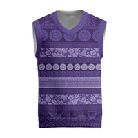 Fiji Marau na Kerisimasi Christmas Knitted V-Neck Vest Purple Tapa Masi Inspired Christmas LT9 Purple - Polynesian Pride