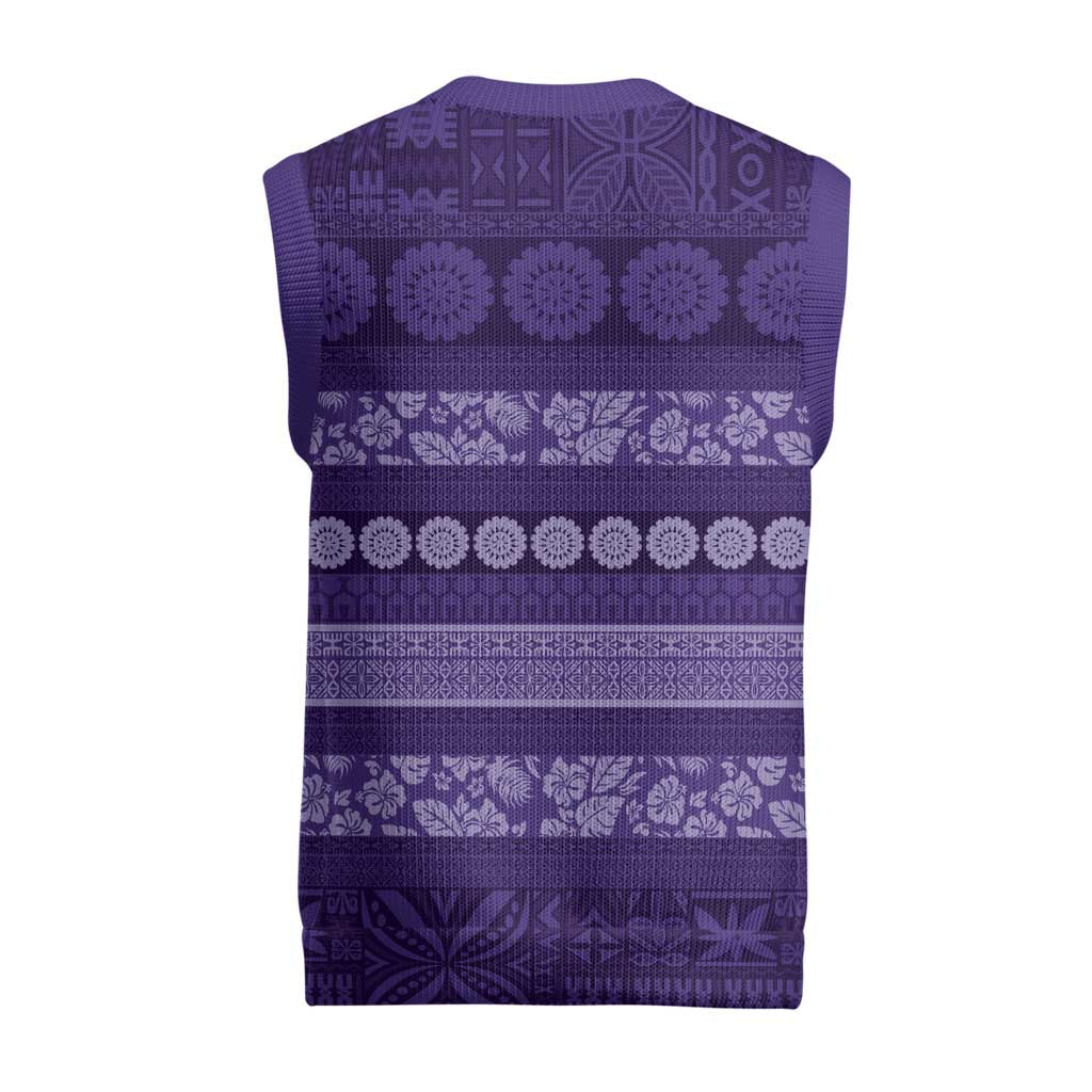 Fiji Marau na Kerisimasi Christmas Knitted V-Neck Vest Purple Tapa Masi Inspired Christmas LT9 - Polynesian Pride