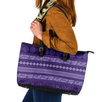 Fiji Marau na Kerisimasi Leather Tote Bag Purple Tapa Masi Inspired Christmas LT9 Purple - Polynesian Pride