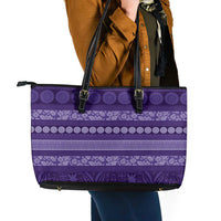 Fiji Marau na Kerisimasi Leather Tote Bag Purple Tapa Masi Inspired Christmas LT9 - Polynesian Pride