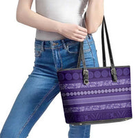 Fiji Marau na Kerisimasi Leather Tote Bag Purple Tapa Masi Inspired Christmas LT9 - Polynesian Pride