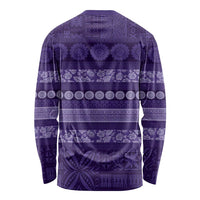 Fiji Marau na Kerisimasi Long Sleeve Shirt Purple Tapa Masi Inspired Christmas LT9 - Polynesian Pride