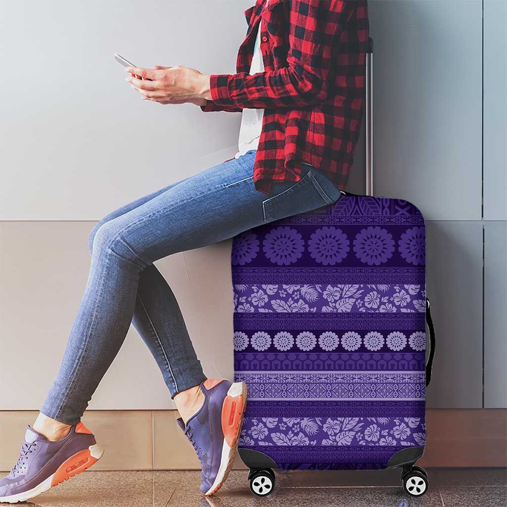 Fiji Marau na Kerisimasi Luggage Cover Purple Tapa Masi Inspired Christmas LT9 - Polynesian Pride