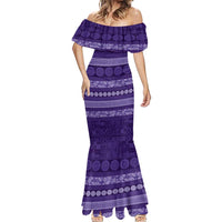Fiji Marau na Kerisimasi Mermaid Dress Purple Tapa Masi Inspired Christmas LT9 - Polynesian Pride