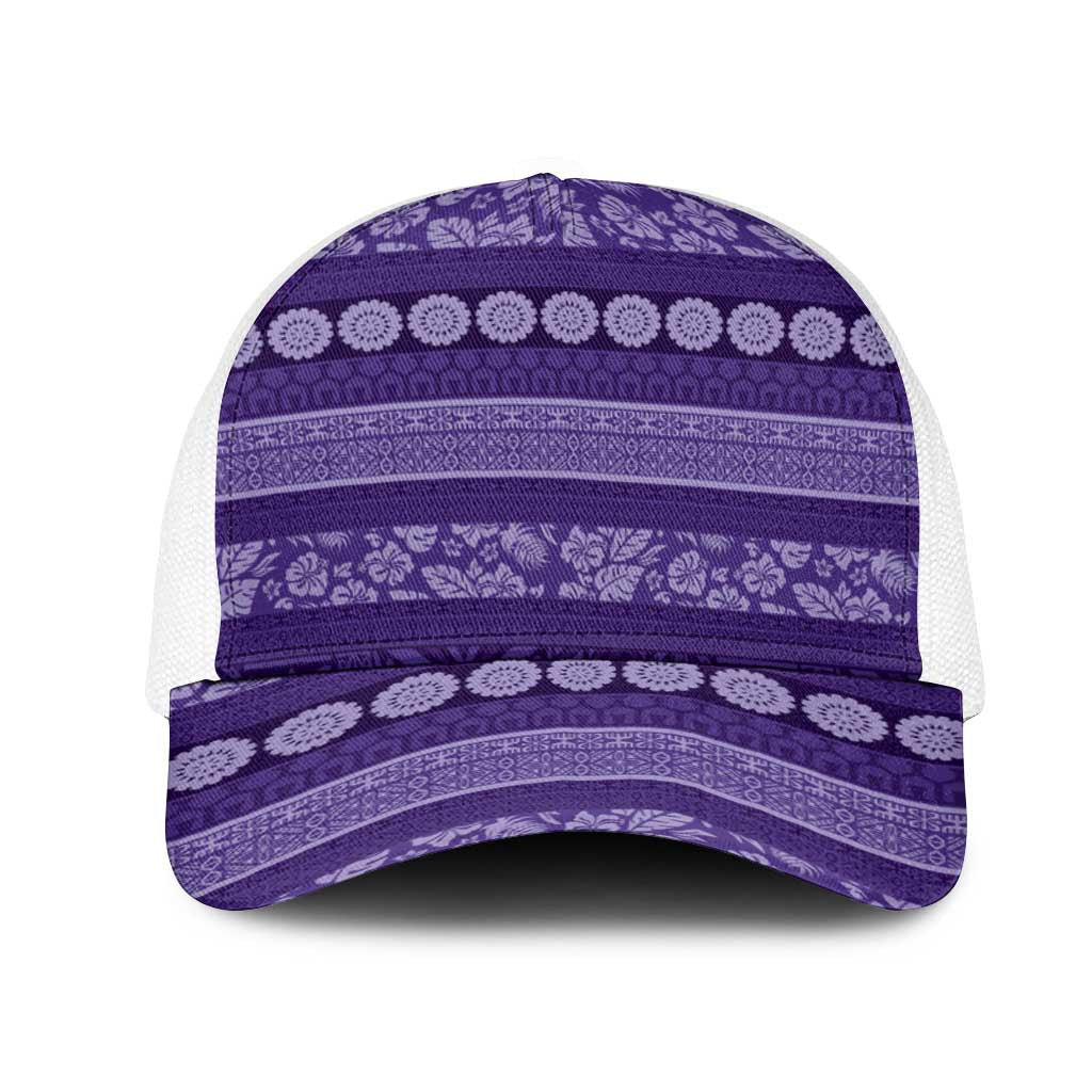 Fiji Marau na Kerisimasi Mesh Trucker Cap Purple Tapa Masi Inspired Christmas - Polynesian Pride
