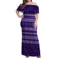 Fiji Marau na Kerisimasi Off Shoulder Maxi Dress Purple Tapa Masi Inspired Christmas LT9 Women Purple - Polynesian Pride