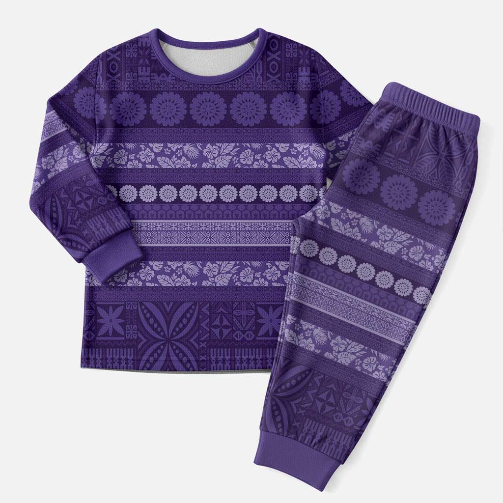 Fiji Marau na Kerisimasi Christmas Pajama Set Purple Tapa Masi Inspired Christmas LT9 Men Purple - Polynesian Pride