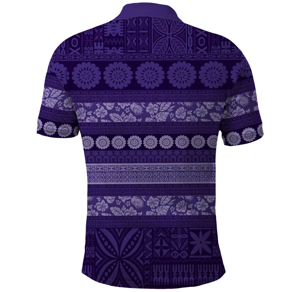 Fiji Marau na Kerisimasi Polo Shirt Purple Tapa Masi Inspired Christmas LT9 - Polynesian Pride