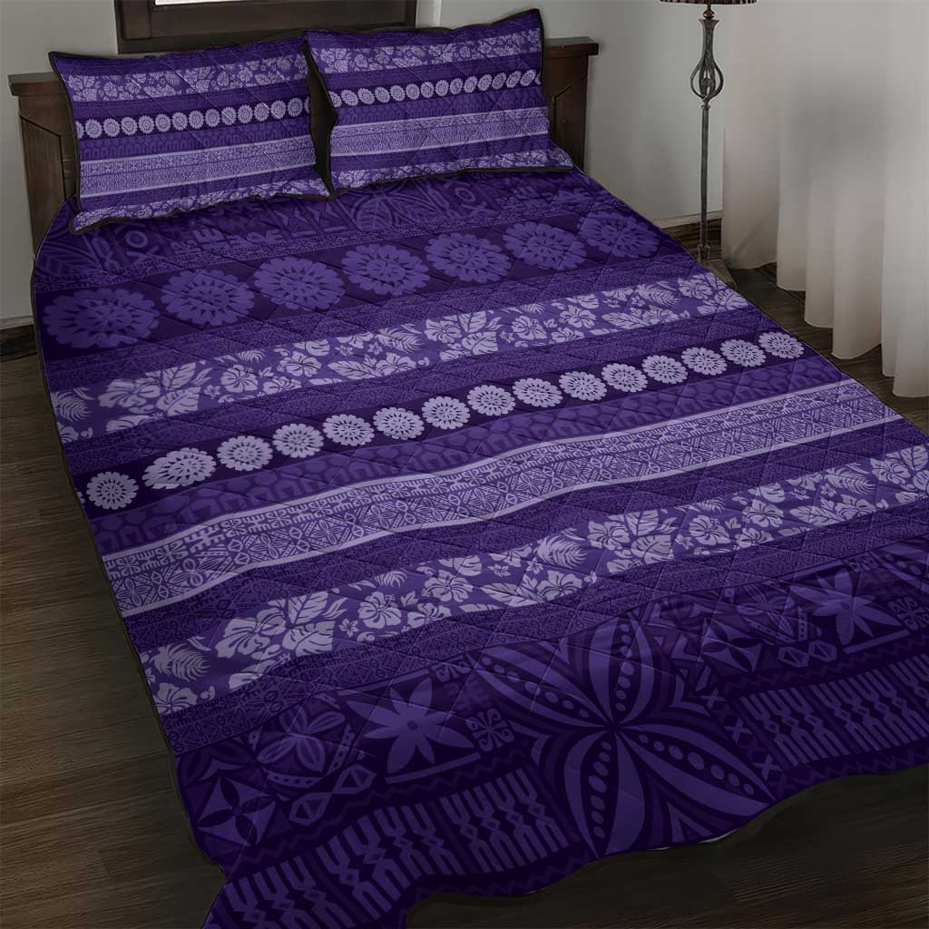 Fiji Marau na Kerisimasi Quilt Bed Set Purple Tapa Masi Inspired Christmas LT9 Purple - Polynesian Pride