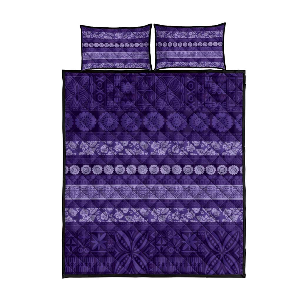 Fiji Marau na Kerisimasi Quilt Bed Set Purple Tapa Masi Inspired Christmas LT9 - Polynesian Pride