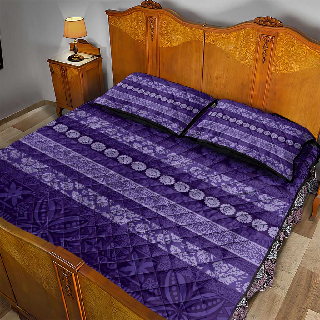 Fiji Marau na Kerisimasi Quilt Bed Set Purple Tapa Masi Inspired Christmas LT9 - Polynesian Pride