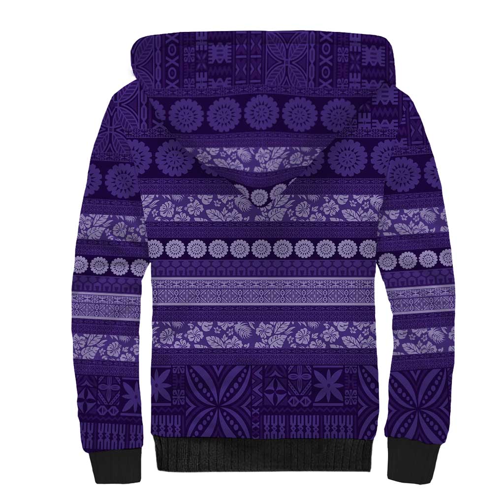 Fiji Marau na Kerisimasi Sherpa Hoodie Purple Tapa Masi Inspired Christmas LT9 - Polynesian Pride
