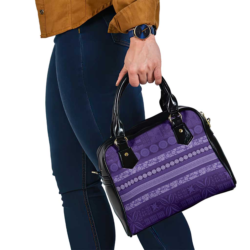 Fiji Marau na Kerisimasi Shoulder Handbag Purple Tapa Masi Inspired Christmas - Polynesian Pride