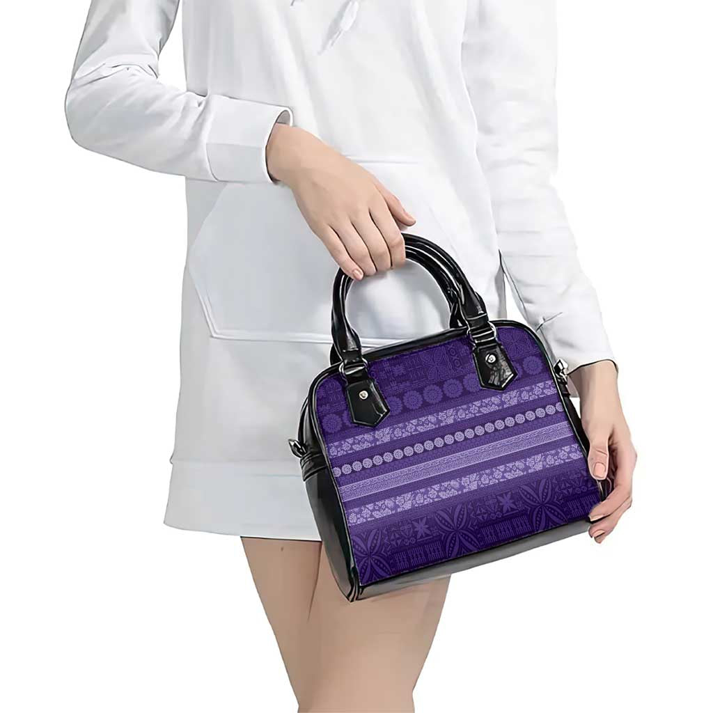 Fiji Marau na Kerisimasi Shoulder Handbag Purple Tapa Masi Inspired Christmas - Polynesian Pride