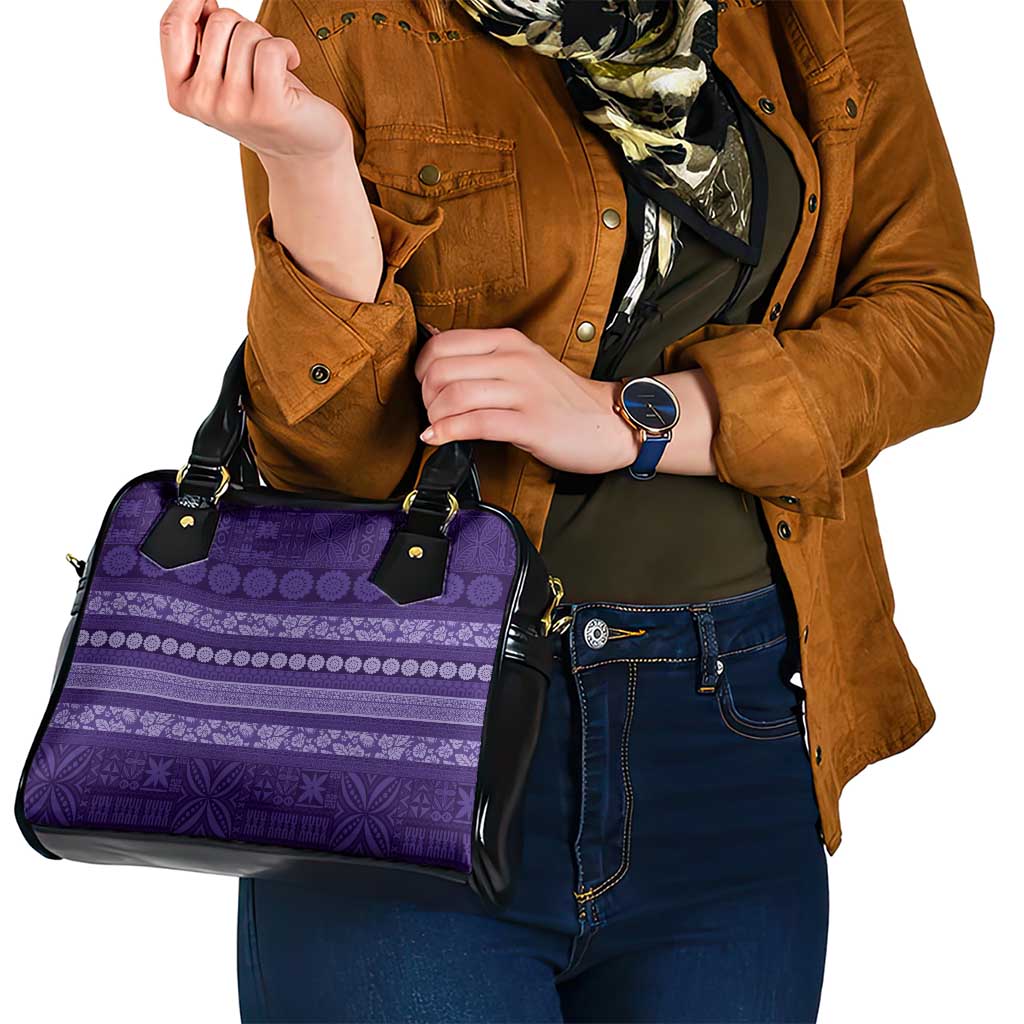 Fiji Marau na Kerisimasi Shoulder Handbag Purple Tapa Masi Inspired Christmas - Polynesian Pride