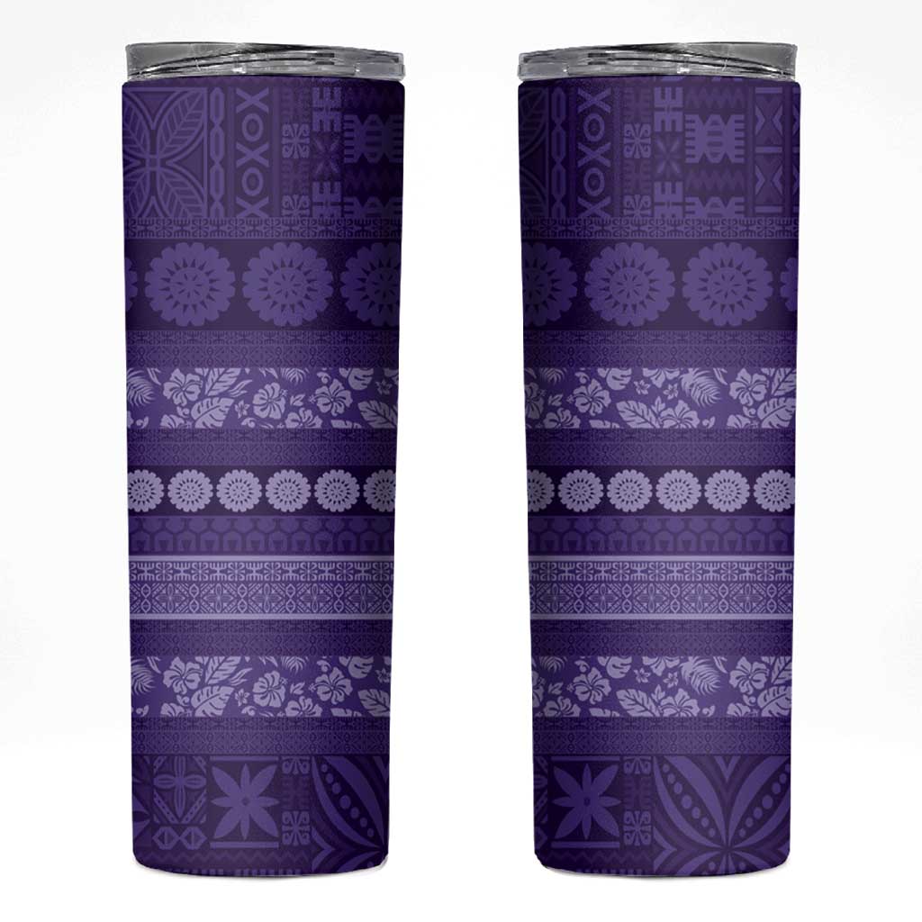 Fiji Marau na Kerisimasi Skinny Tumbler Purple Tapa Masi Inspired Christmas LT9 Purple - Polynesian Pride