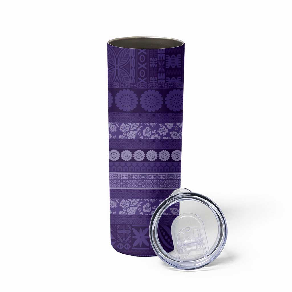 Fiji Marau na Kerisimasi Skinny Tumbler Purple Tapa Masi Inspired Christmas LT9 - Polynesian Pride