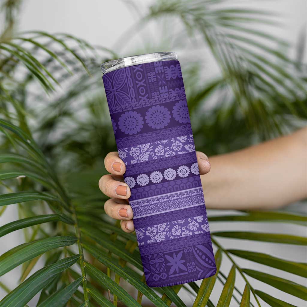 Fiji Marau na Kerisimasi Skinny Tumbler Purple Tapa Masi Inspired Christmas LT9 - Polynesian Pride