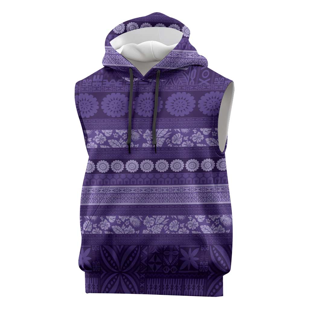 Fiji Marau na Kerisimasi Sleeveless Hoodie Purple Tapa Masi Inspired Christmas LT9 Purple - Polynesian Pride