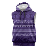 Fiji Marau na Kerisimasi Sleeveless Hoodie Purple Tapa Masi Inspired Christmas LT9 Purple - Polynesian Pride