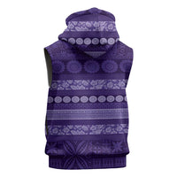 Fiji Marau na Kerisimasi Sleeveless Hoodie Purple Tapa Masi Inspired Christmas LT9 - Polynesian Pride