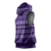 Fiji Marau na Kerisimasi Sleeveless Hoodie Purple Tapa Masi Inspired Christmas LT9 - Polynesian Pride