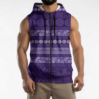 Fiji Marau na Kerisimasi Sleeveless Zip Hoodie Purple Tapa Masi Inspired Christmas LT9 - Polynesian Pride