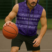 Fiji Marau na Kerisimasi Sleeveless Zip Hoodie Purple Tapa Masi Inspired Christmas LT9 - Polynesian Pride